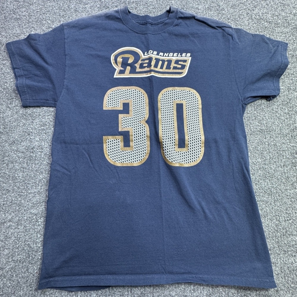 Todd Gurley II 30 Los Angeles Rams NFL Team Apparel T Shirt Mens Medium Blue